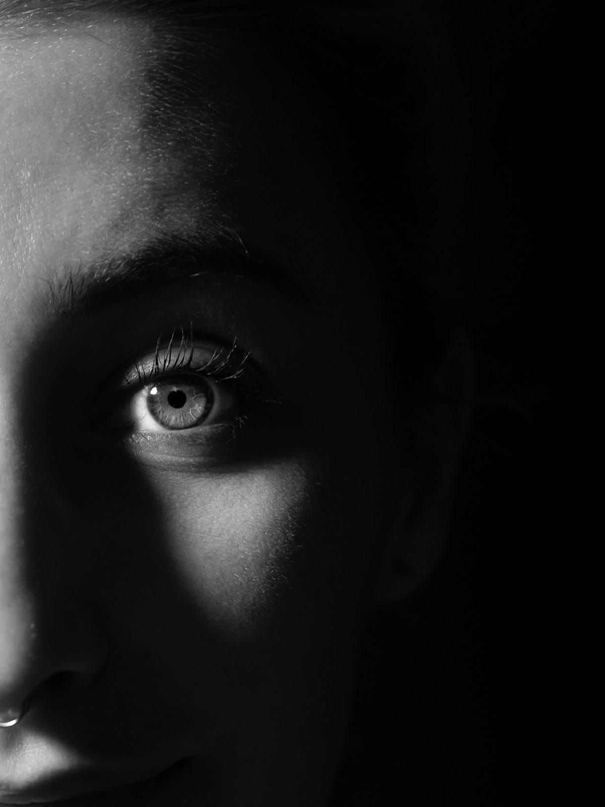 Regard en gros plan, œil d'une femme